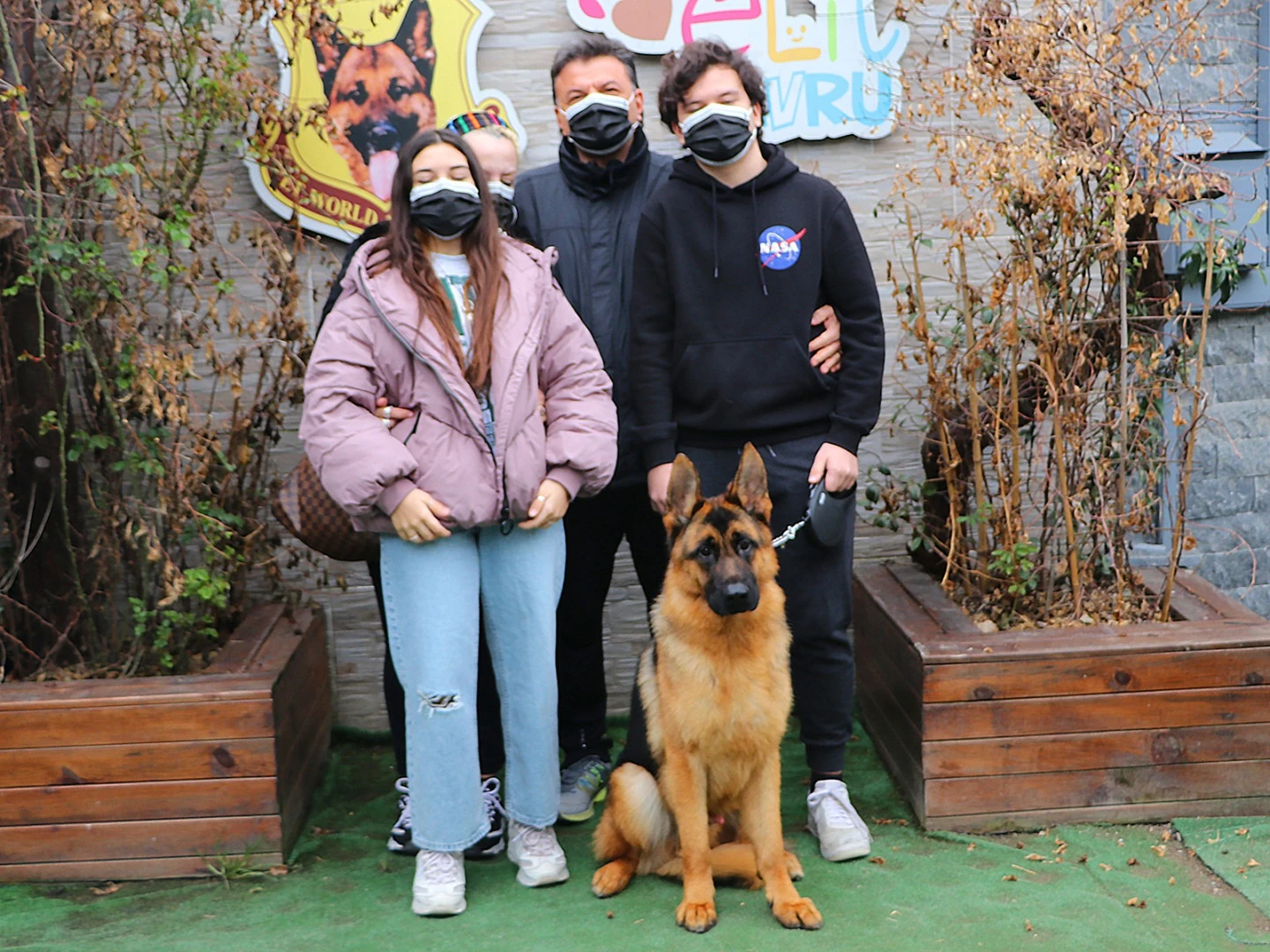 Nüket hanım ve ailesi eğitimli Alman Kurdu köpeği Enzo